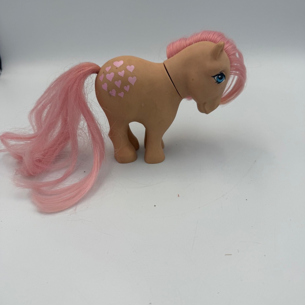 Vintage G1 My Little Pony Peachy 1982 Hasbro Hong Kong Pink Hearts Earth Pony